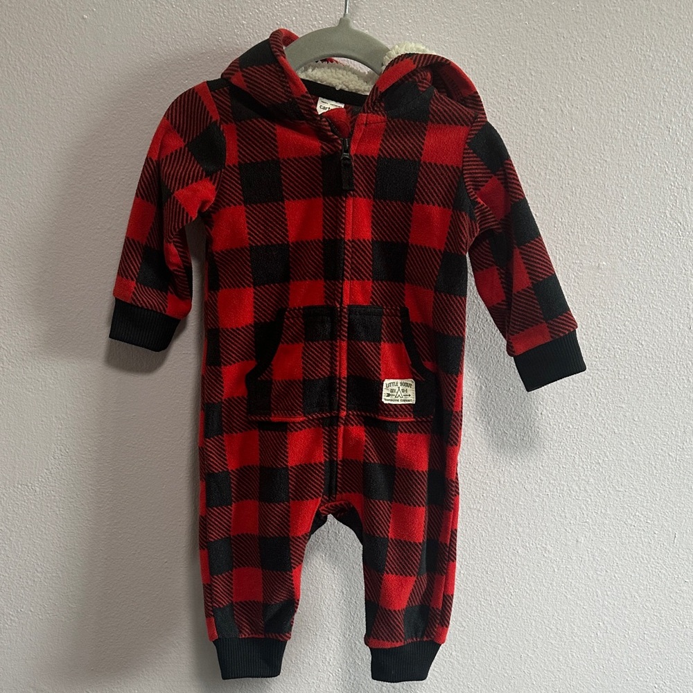 Carter's Red and Black Plaid Footie